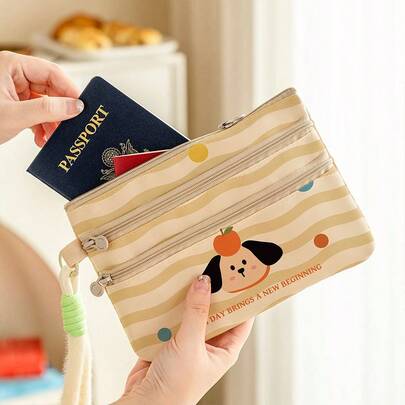 Portador de tarjeta de identificación con estampado de dibujos animados, organizador de almacenamiento de pasaporte y boleto de viaje para pasaporte, tarjeta de identificación, tarjeta de embarque, adecuado para viajes al extranjero, regalos de Navidad, organizador de documentos de viaje para mujeres y hombres, funda de pasaporte para viajes