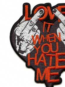 1PC Love It When You Hate Me Heart Patch Pop Punk Rock Embroidered Iron-On - Multicolor - View 3
