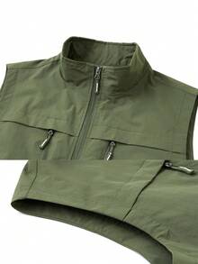 Men's Vests Men Jacket Sleeveless Vest Spring Summer Autumn Casual Travels Hiking Work Fishing Vest Multi-Pockets Vest Waistcoat Green - Army Green - View 9