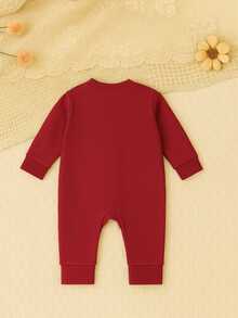 Baby's Zipper Footed Romper - Burgundy - View 2