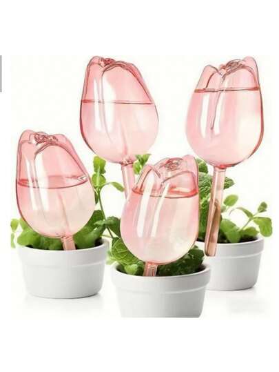 4 piezas Regador de Tulipán, Regador Automático, Regador Perezoso, Dispositivo de Goteo para Rosas, Regador para Macetas