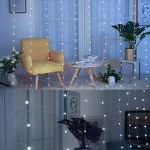 300-LED Fairy Light Curtain, 3 Meters/9.8 Feet Wide And 3 Meters/9.8 Feet High, USB Powered, 8-Mode String Light With Remote Control, Perfect For Christmas, Weddings, Thanksgiving, Halloween, And Other Holiday Decorations (Remote Control Batteries Included), A Great Choice - ánh sáng trắng - Xem 3