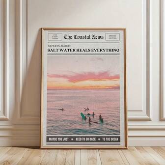 Wave Whisperer, Salt Water Heals Everything" Surf Girl Canvas Art Print - Coastal Wall Decor, Unframed Poster For Bedroom, Living Room, Home Office