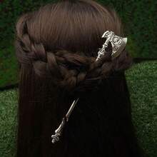 Viking Retro Nordic Odin Battle Axe Hair Accessory Viking Gothic Witch Style Hair Stick Nordic Norwegian Style Hairpin, Fashionable Party Accessories Valentine's Day Birthday Gift - 黑色 - 查看 2