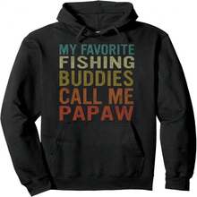 My Favorite FISHING Buddies Call Me PAPAW - Fishing Graphic Pullover Hoodie - 黑色 25 - 查看 1