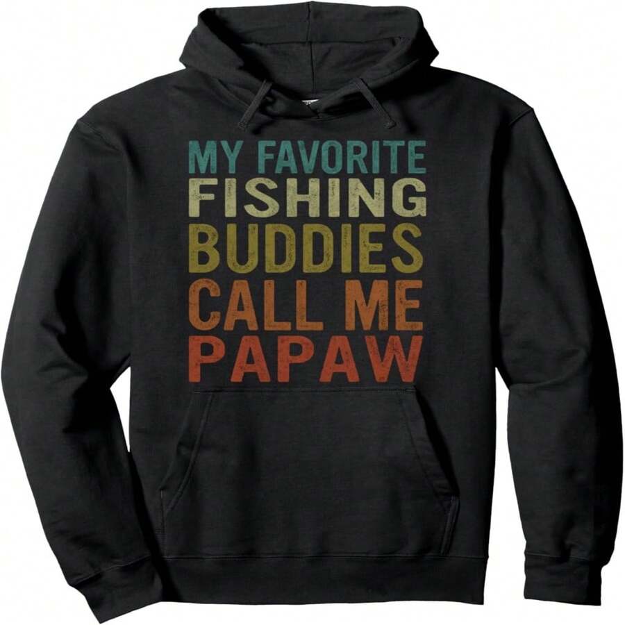 My Favorite FISHING Buddies Call Me PAPAW - Fishing Graphic Pullover Hoodie - 黑色 25 - 查看 1