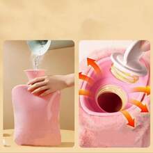 Plush Hot Water Bag, PVC Water Injection Bag, Warm Hands, Explosion-Proof And Leak Proof, Cute Embroidery, Simple And Portable, Detachable, Warm Hands And Feet, Use Hot Water Bottle During The Period, Winter New Warm Water Bag For Water Injection, Warm Stomach And Hands, Water Injection Hot Water Bag Cover, Small Cross-Border Explosion-Proof PVC Hot Compress