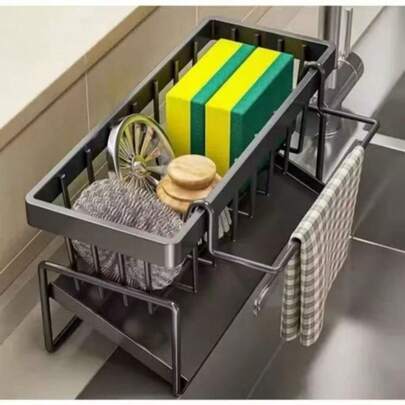 Suporte para Limpeza de Escorredor de Pia, Balcão de Armazenamento para Esponjas, Panos e Escovas, Organizador para Pia