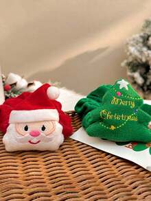 1 pieza Scrunchie con diseño de reno de Navidad, árbol de Navidad, Papá Noel, accesorio de pelo elástico para mujer, adorno lindo, decoración del hogar, decoraciones navideñas, decoración de habitación de invierno