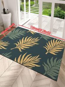 1pc Nordic Style Palm Leaf Entrance Mat, Non-Slip Absorbent Foyer Rug, Square Carpet For Indoor Entryway, Doormat, Bathroom, Laundry Room, Shower, Sink, Party, WashableChristmas Decor