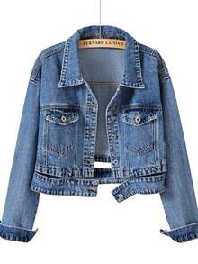 Harbor Wind Blown Street Women's Denim Jacket Spring And Autumn New Style Vintage Black High Waist Unique Denim Short Jacket Top - Màu xanh lam - Xem 2