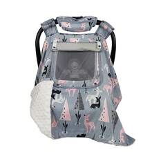 Baby Car Seat Cover, Baby Stroller Canopy With Observation Window, Cute Animal Pattern - Multicolor - View 12