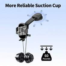 Car Phone Mount Dashboard & Windshield Holder, Strong Suction Cup, Foldable Arm, 360° Rotation, One-Touch Lock, Compatible With 16 Pro Max, 15, 14 Plus, 13, Galaxy S25 Ultra, S24, S23