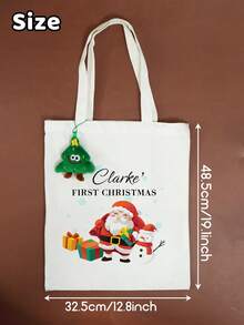 1pc/2pcs Customized Canvas Tote Bag, Personalized Christmas Gift, Custom Christmas Handbag, Customizable Shopping Bag, Girls Handbag, Shoulder Bag - Style B - View 2