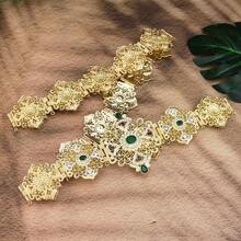 1 Piece Gold Color Morocco Belt For Women Crystal Metal Waist Chain Caucasus Belt Adjustable Length Bride Wedding Jewelry