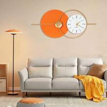 LYNICESHOP Wall Clock JT2117 Small Size [80X35CM] Simple Model Without Battery31.5'' Large Wall Clocks For Living Room Decor Modern Decorative Art Clock Silent Non Ticking Battery Powered Metal Wall Decor Clock Orange Gold Metal Unique Wall Clock - trái cam - Xem 5