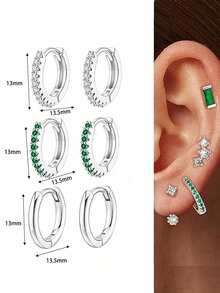 6-24pcs 18K Gold Plated Small Flat Back Stud Earrings For Women Men Hypoallergenic Stainless Steel Earrings Sets Tiny Screw Back Cartilage Earrings Piercing Jewelry Green Clear