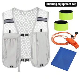 Running Hydration Vest , Running Vest Backpack With Whistle And Towel And Reflective Wristband, Hydration Pack, Camelbak Hydration Backpack Water Backpack Daypack Lightweight Insulated Pack For Hiking Trail Running Cycling Race Marathon For Women Men, Adjustable Chest Straps Reflective Backpack Sport Bag For Sports For Fitness For Exercise Large Capacity Travel Bag For Vacation For Men Travel Essential Durable For Running