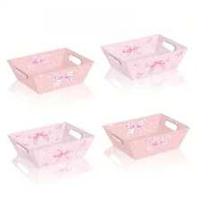 2pcs Pink Bow Gift Boxes - Elegant Paper Gift Baskets With Handles, Floral And Polka Dot Design, Suitable For Ladies Celebrations, Teen Showers And Special Events, Gift Packaging | Pink Tray | Convenient Carry Handles (2 Styles, Random Style), Valentine's Day Party, Home Decor, Home Gifts - Multicolor - View 1