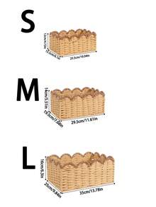 3 件 (S+M+L)/1 套卡其色编织波西米亚风格桌面收纳篮套装，适用于零食、化妆品、玩具和其他家居用品，适用于咖啡桌或钥匙篮、桌面装饰收纳篮、入口客厅收纳盒、玩具和零食收纳盒 - 棕色 - 查看 4