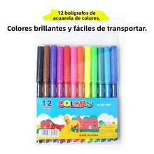 Set de Plumas de Agua Lavables, para Estudiantes y Oficina, útiles para Dibujo, Pintura y Artículos de Oficina - Pinceles de acuarela de 12 colores - Ver 4