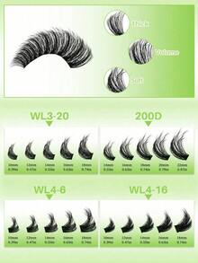 540pcs D Curl 4 Styles 10-18mm/14-22mm Mixed Length Fluffy Volume Cluster Lashes Kit Soft And Comfortable False Eyelashes Long-Lasting Lashes Kit With Lash&Seal Lash Remover And Tweezers Eyelash At Home Daily Life&Dates And Party - 黑色 - 查看 5