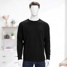 Playera de manga larga tipo deportiva, - Negro - Ver 1