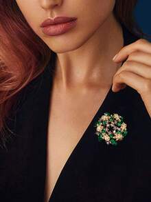 1pc Vintage Baroque Style High-End Purple Bougainvillea Brooch, Fashionable Elegant Floral Wreath Pin, Creative Cute Clothing Accessory