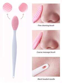 1pc Silicone Nose Pore Cleansing Brush, Exfoliating, Deep Pore Cleansing, Facial Massage Tool, Blackhead & Acne Removal, Pink Lip Scrubber, Skincare, Home Decor, Bedroom Decor, Bathroom, Christmas Gift, Travel, Wedding, Christmas Party, Mother's Day Gift - Multicolor - View 5