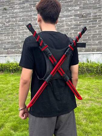 1 pezzo Cintura regolabile in pelle PU con doppia spada, accessori per costume di Deadpool, cosplay, Rinascimento, cavaliere medievale, guerriero vichingo, supporto per armi