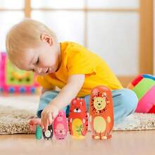 Russian Nesting Dolls, 5-Layer Animal Nesting Easter Eggs Toys, Stacking Wooden Handmade Matryoshka Dolls For Kids Toddlers Birthday Or Home Decoration Gift (Round Lion) - Orange Round Lion - View 6