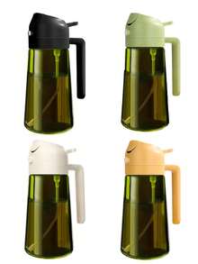 Spruzzatore per olio scuro con blocco della luce da 470 ml, ideale per la cottura, dispenser per olio d'oliva da cucina 2 in 1, bottiglia in vetro verde scuro di alta qualità, spruzzatore per olio, dispenser per olio da cucina, bottiglia spray, accessorio essenziale per barbecue, accessori moderni da cucina, accessori da cucina durevoli, adatto per friggitrici ad aria, barbecue