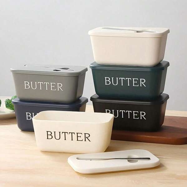 PP Butter Container | Butter Dish With Lid And Butter Knife | Suitable For Hotel, Home, Restaurant, Buffet Countertop And Refrigerator Door Rack | Butter Box