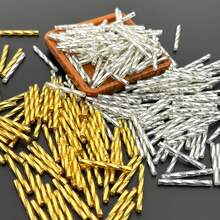 30g/80g/150g Gold/Silver Spiral Tube Beads, 3*25mm Glass Spacer Beads, Suitable For DIY Jewelry Making, Bracelets, Necklaces And Craft Accessories