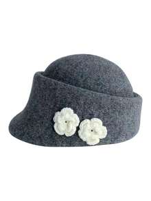 1 szt. damski beret z 3D kwiatowym wzorem, dzianinowa czapka gazeciarza, stylowa i uniwersalna, elegancka do noszenia na co dzień, do kawiarni, parku rozrywki, na spotkanie