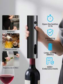 CLITON 1 chiếc/Bộ cổ điển/Tùy chọn bộ cơ bản: Máy mở nắp chai rượu điện tử dùng pin Lithium-Ion 500mAh, giao diện Type-C, có dao cắt màng bọc và đèn chiếu sáng - Bộ sản phẩm bao gồm bộ sạc, vòi rót, nút chặn và đế kiểu dáng đẹp - Máy mở nắp chai tiện lợi chỉ với một chạm, thích hợp cho quầy bar tại nhà - Món quà trang nhã lý tưởng cho Giáng sinh, sinh nhật, đám cưới, tân gia, Ngày lễ tình nhân. - Nhiều màu - Xem 3