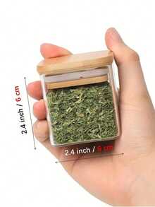 6个5盎司玻璃调料罐套装，配天然竹盖 - 非常适合存放茶叶、咖啡、香料，密封性好，可用作食品储存罐、空迷你调味罐，是存放香料、盐、糖的理想之选，也是厨房收纳和派对用品的绝佳选择。 - 無色 - 查看 2