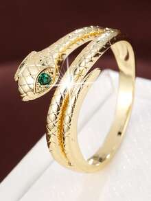 1pc Minimalist Snake Design Cubic Zirconia Women Ring