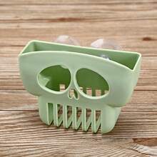 1pc Halloween Skull Suction Cup Wall Sponge Holder - Convenient For Cleaning And Organizing Dish Sponges And Cloths, Skull Storage Rack, Sink Organizer, Sponge Holder, Suitable For Bathroom And Kitchen, Plastic Brush Storage Box