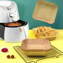 100pcs/200 Pcs/300pcs. Non Stick Air Fryer Paper Pad, Square Disposable Paper Pad,  Suitable For Baking, Roasting And Deep Frying, Suitable For Home, Hotel And Commercial Use Halloween. Christmas. All-Season