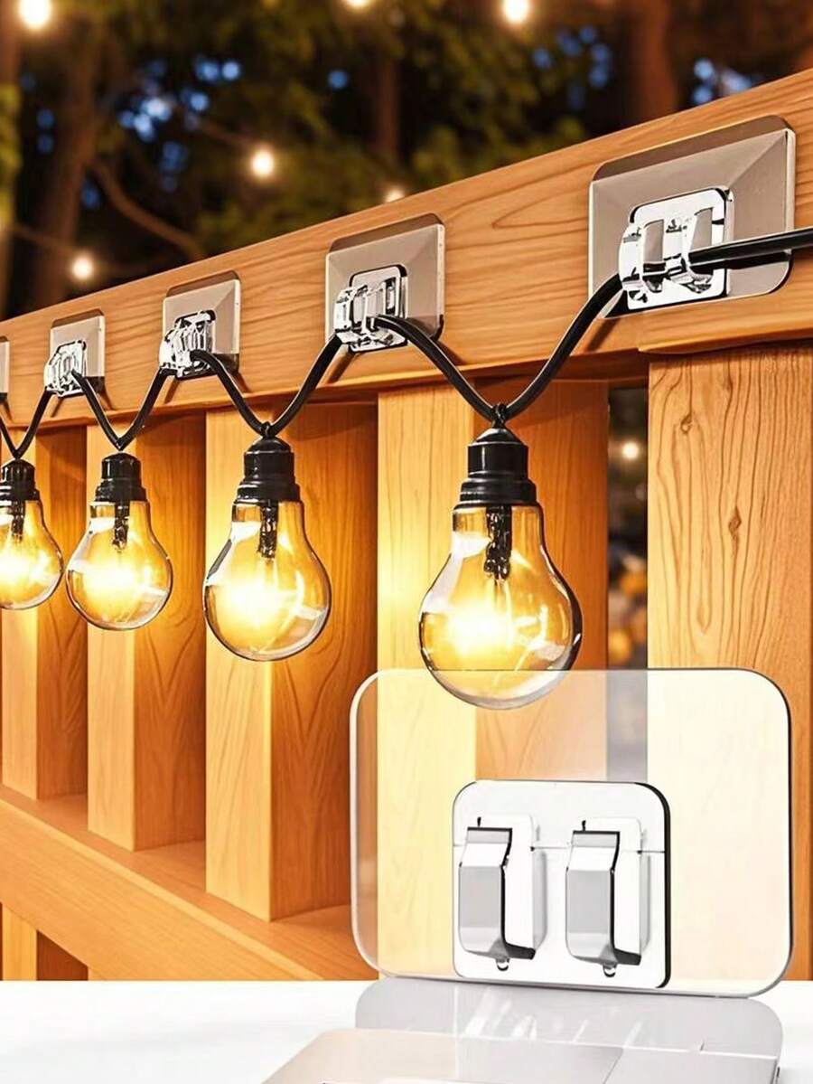 30pcs Self-Adhesive Drill-Free Cord Light Hook, Cable Clamp, Outdoor Light Clip And Desk Cable Holder