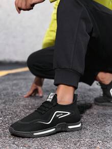 New Anti-Slip Thermal Lining Running Shoes, Fashionable Men's Sports Sneakers - Black (velvet) - View 6