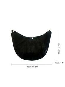 Japanese Style Solid Color Casual Large Capacity Student Dumpling Shoulder-Body Crescent Lunar Messenger Bag, Versatile Shopping Tote. - 黑色 - 查看 3