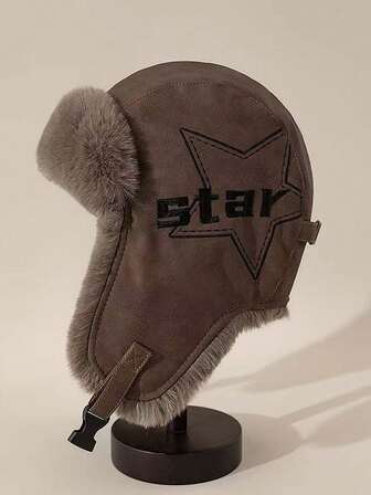 Retro American Aviator Hat, Warm Thermal Lined Pilot Cap, Windproof Bomber Trapper Hat For Winter