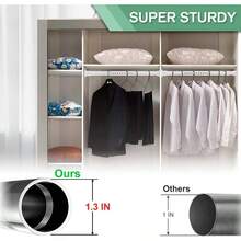 Closet Rods Hanging Clothes, 1.3 Inch Diameter Heavy Duty Closet Rod 17 - 39 Inch Adjustable Clothes Hanging Bar Matte White Shower Curtain Rods Closet, Wardrobes, Bathroom,