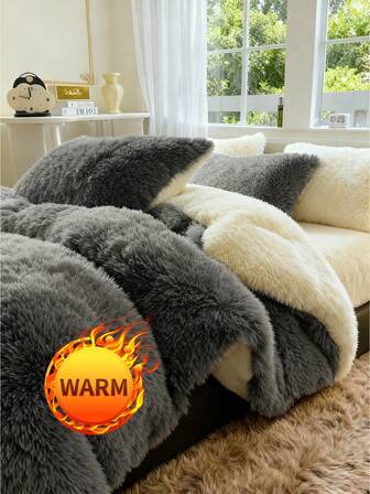 2/3 pezzi Set copripiumino in finta pelliccia di visone, morbido e setoso, 1 copripiumino e 1/2 federe, texture soffice e vaporosa, diverse opzioni di colore, adatto per letti singoli/matrimoniali/queen/king, lavabile in lavatrice, set di biancheria da letto di lusso, decorazione d'autunno e inverno