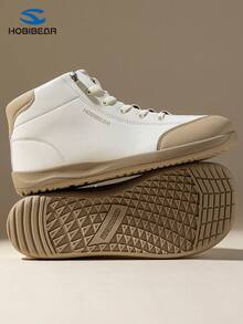 HOBIBEAR Women's Fashion Ankle Boots, Casual Outdoor Wide Toe Mid-Top Sports Shoes, Versatile Leather Boots For Spring & Autumn - Rice Dumplings - View 4