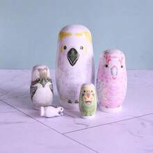 Russian Matryoshka Dolls, Five Layers Eagle Series ,Cartoon Home Wooden Decorative Crafts,Gift For Christmas,Hallowing,Kids - Gray-white Eagle - View 1