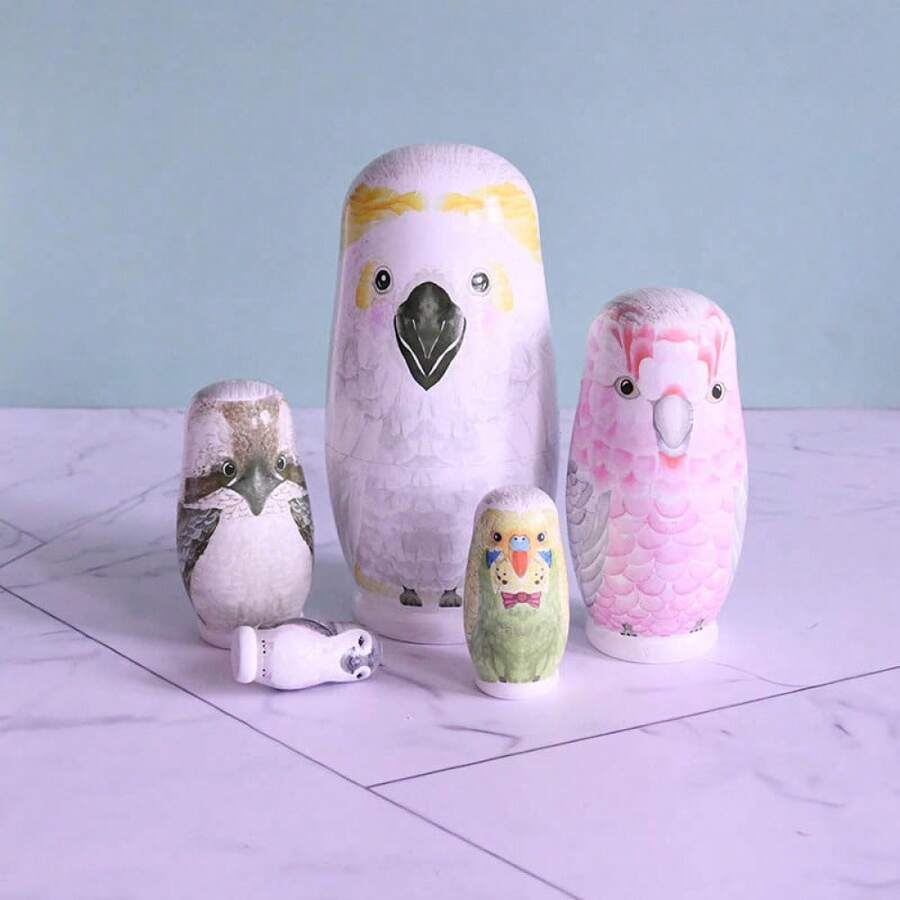 Russian Matryoshka Dolls, Five Layers Eagle Series ,Cartoon Home Wooden Decorative Crafts,Gift For Christmas,Hallowing,Kids - Gray-white Eagle - View 1