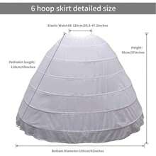 Cheap 6 Hoop Crinoline White Long Wedding Petticoat Ball Gown Dress Underskirt Skirt Half Slips Wedding Accessories